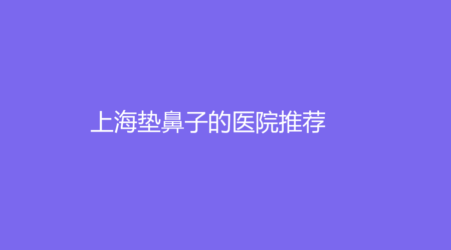 上海垫鼻子的医院推荐